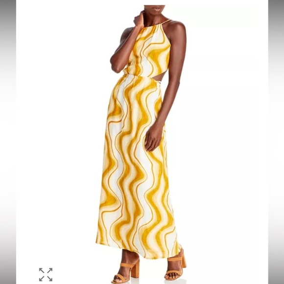 Faithfull the Brand “la puede a” linen halter maxi dress in yellow print. 8 - Picture 1 of 13